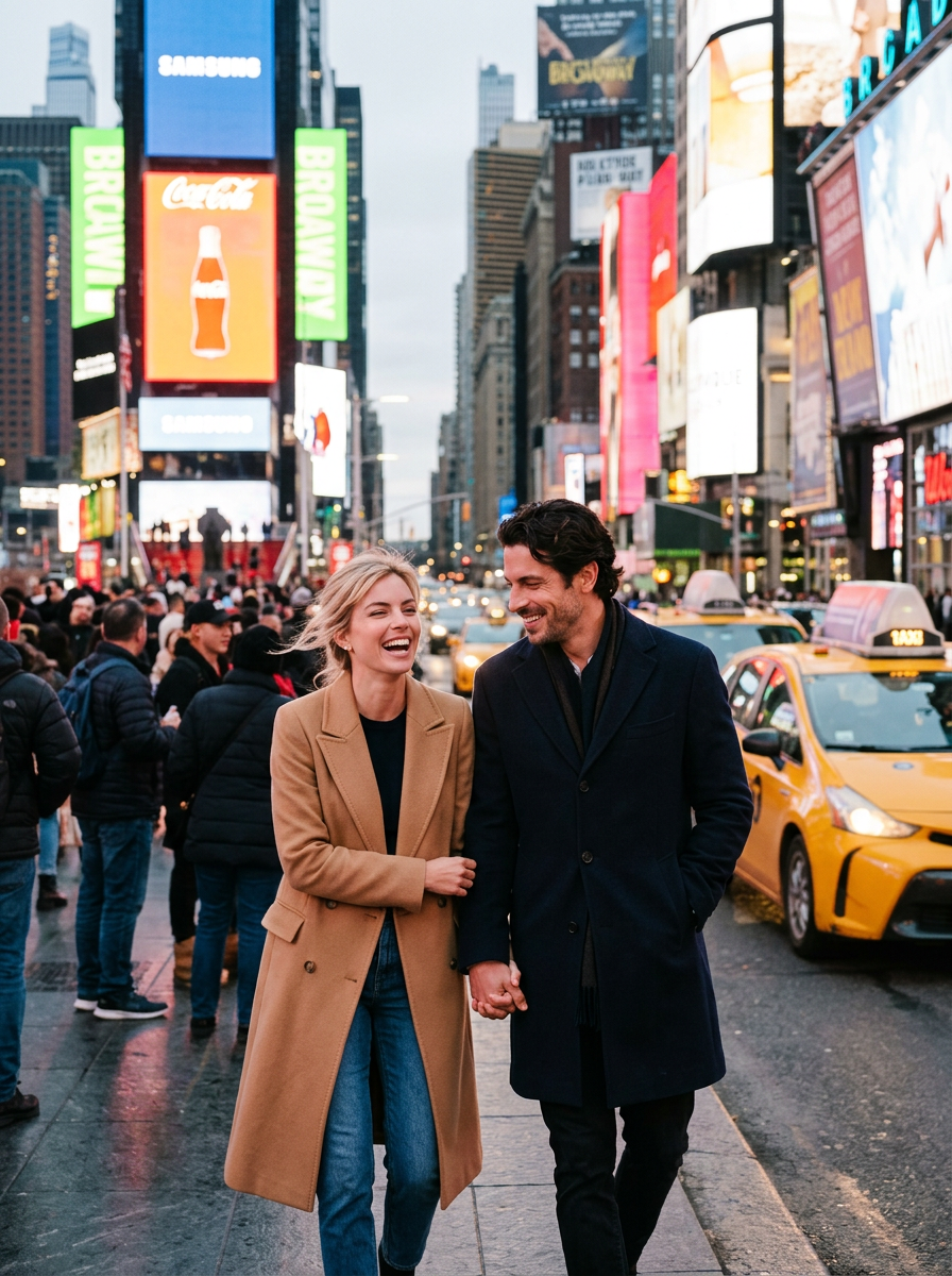 Walking through Times Square, New York